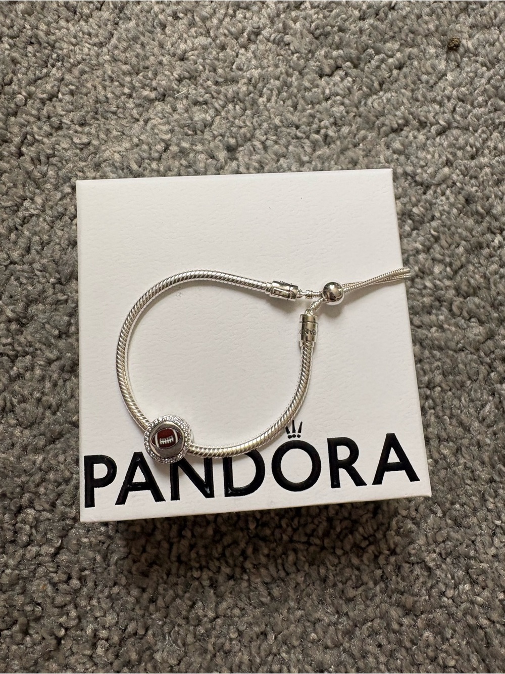 Pandora Sterling Silver Bracelet with special edition 2026 football draft charm